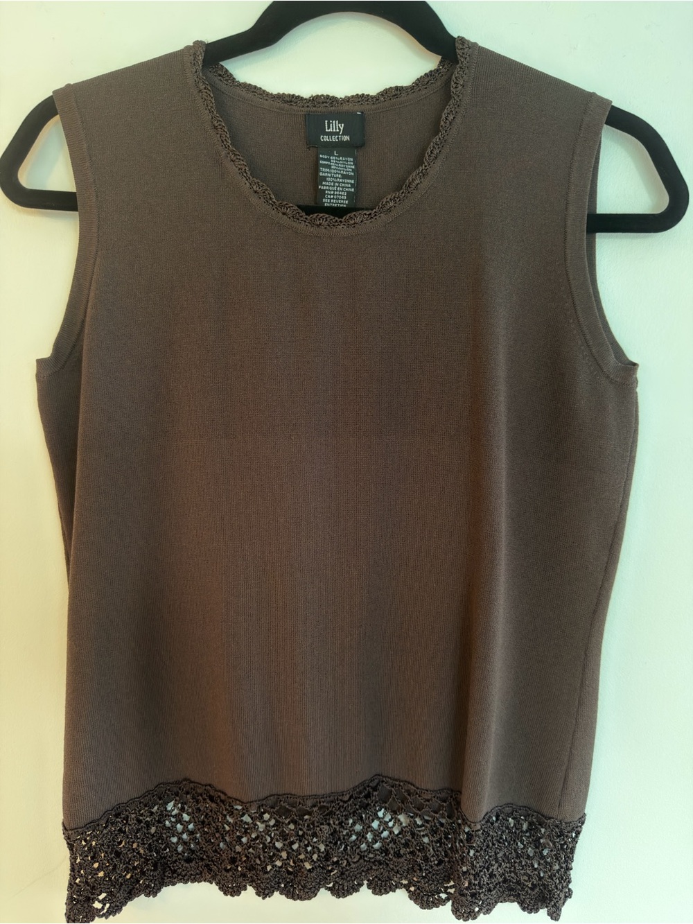 Lilly Pulitzer Brown Crochet-Hem Tank